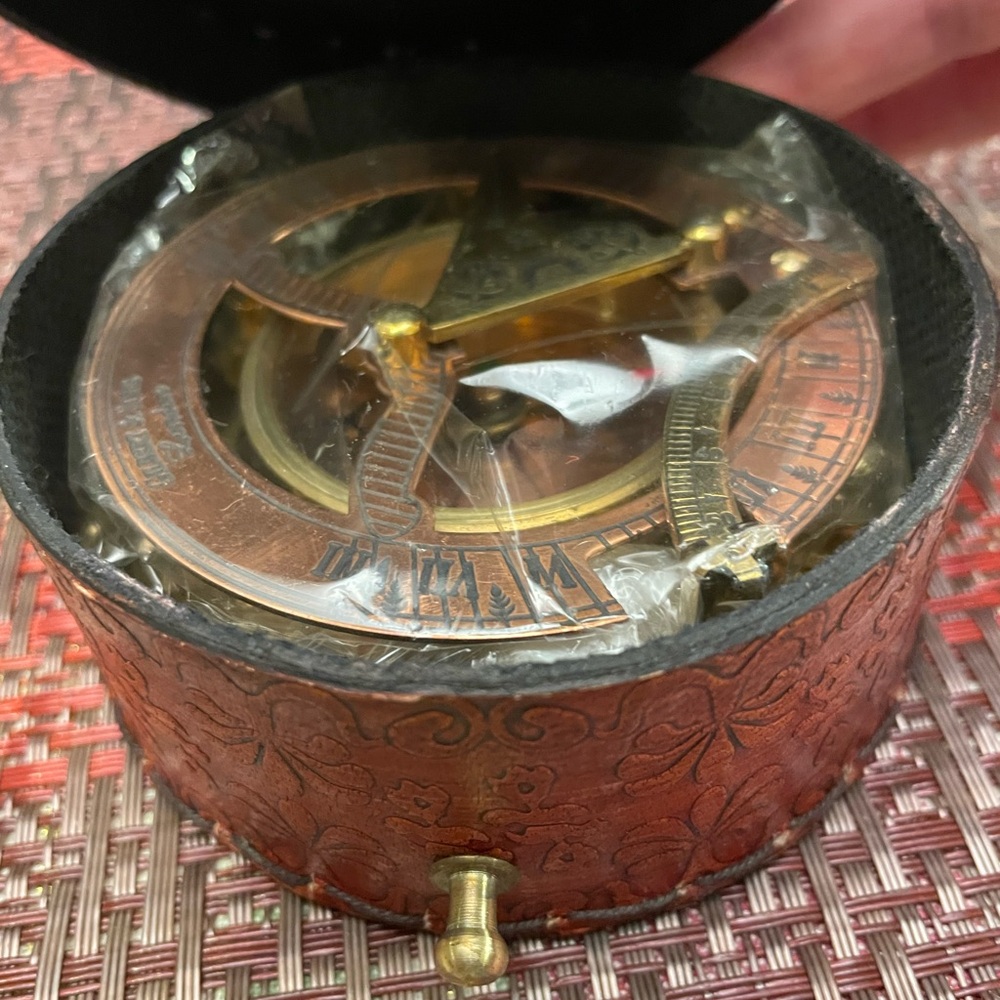 Like Antique Brass & Copper Sundial Compass, with  Box Gift